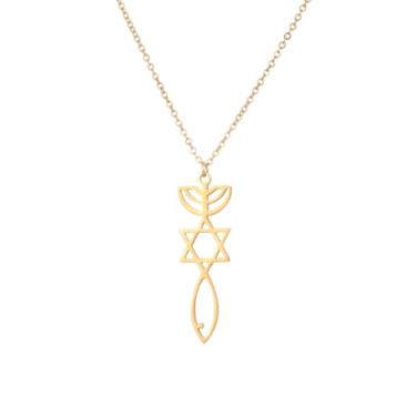 Imagem de JunRover Joias judaicas de aço inoxidável – Pingente de estrela de Davi, mão Hamsa, menorá/mapa de Israel – Colar de Israel para mulheres e homens – Presentes religiosos para Hanukkah, Bar Mitzvah