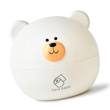 Imagem de Lindo Porta Lenços, Formato De Cabeça De Urso De Desenho Animado, Caixa Redonda Para Lenços De Papel, Porta Lenços Faciais, Dispensador, Porta Papel Higiênico, Recipiente(Branco)