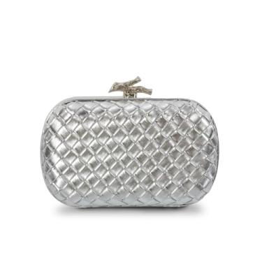 Imagem de Bolsas clutch de tecido para mulheres elegante bolsa de noite para festas, casamentos, bolsa clutch dourada, Prata, One Size