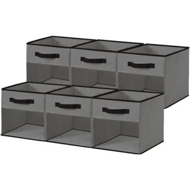 Imagem de DECOMOMO caixas de armazenamento de cubo, caixa de armazenamento de cubo de 11 polegadas com janela transparente, caixa de armazenamento de tecido para organizadores de armário de roupa de b