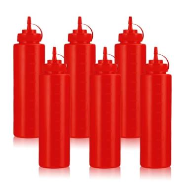 Imagem de WELKOR Garrafas de apertar para molhos, dispensador de condimentos à prova de vazamento, conjunto de garrafas de espremer de restaurante sem BPA com boca larga para ketchup, mostarda, xarope e molhos