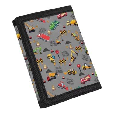 Imagem de Carteira infantil de três dobras com bolsos para moedas, carteira externa com gancho e laço para compras, Carro de trânsito