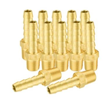 Imagem de AQUADIAI Mangueira de latão com encaixe de farpa de 3/20.3 cm x 1/4 macho NPT conector de encaixe de alta pressão para sistemas de água combustível ar óleo (pacote com 12)