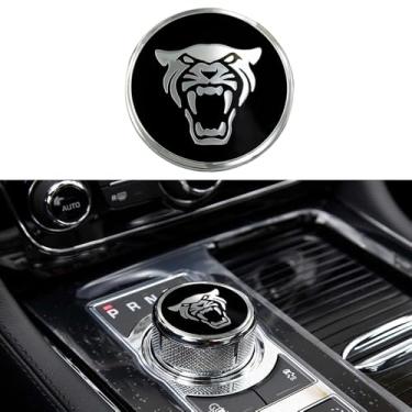 Imagem de MAXDOOL Capa de moldura de painel, acessórios de acabamento, capa de botão de câmbio, decoração, adesivo, emblema compatível com Jaguar XF XE XJ F-Pace (estilo B preto)