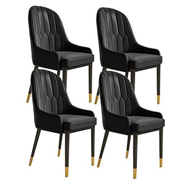 Imagem de Cadeira de jantar, cozinha, sala de jantar, móveis, cadeiras de jantar, conjunto de 4 cadeiras de cozinha, sala de estar, couro moderno, encosto alto, assento macio, cadeira de couro à prova d'água