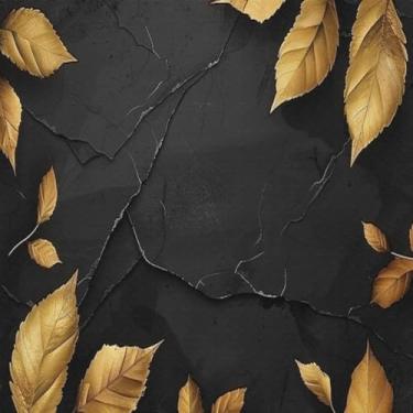 Imagem de Quadro Decorativo Leaves com Fundo Preto - Arte de Parede Moderna para Sala e Quarto 30x30cm