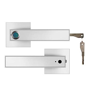 Imagem de Fechadura eletrônica inteligente semicondutor com alça de impressão digital com chaves para quarto de escritório em casa (cor: D) (Pêssego de fruta branco 5)