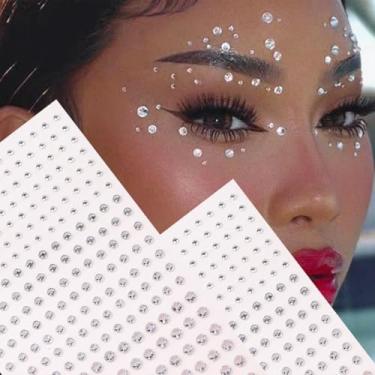 Imagem de 2 peças 3D tamanho artificial multi grão prata branco olho decoração rosto broca fechar sob os olhos palco maquiagem DIY festival de música y2k baile de máscaras rosto olho tatuagem temporária