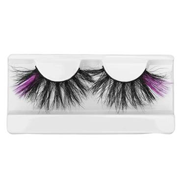Imagem de Cílios postiços coloridos dramáticos, pontas roxas, olhos maiores, maquiagem de palco, reutilizáveis, macios e leves, 0.98 tamanhos, 1 par (71A-6C)