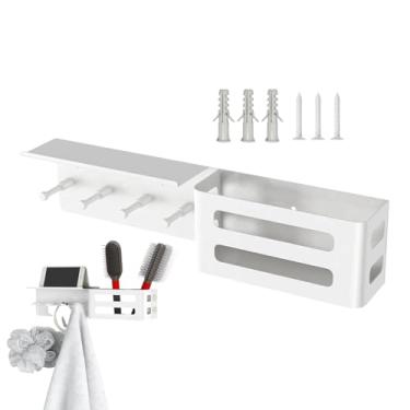 Imagem de Porta-Chaves Para Parede - Com Prateleira 4 Ganchos Decoração Moderna | Suporte De Chaves De Metal Para Parede,Para Carteira Entrada Sala De Estar Quarto Corredor Porta Da Frente Escritório Armazename