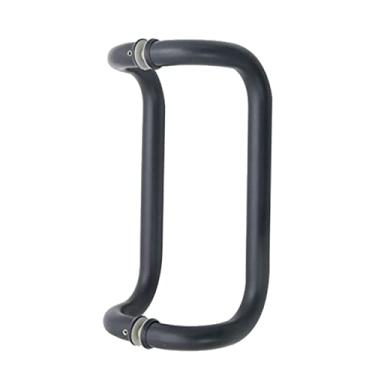 Imagem de STXYANGV Puxadores de porta de vidro, tubo redondo, conjunto de puxadores de banheiro de escritório em casa, puxador de porta para porta única interior exterior cinza/prata/preto (cor: cinza escuro