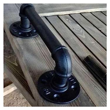 Imagem de Escadas de corrimão para ambientes internos e externos - corrimãos de escada para idosos deficientes crianças com deficiência metal preto ferro forjado externo suporte de parede externo (tamanho: 5 m)