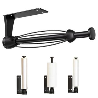 Imagem de Suporte de toalha de papel sob o armário - Suporte de toalha de papel adesivo | Suporte de mão única para economia de espaço pesado para embaixo do armário e porta de geladeira RV