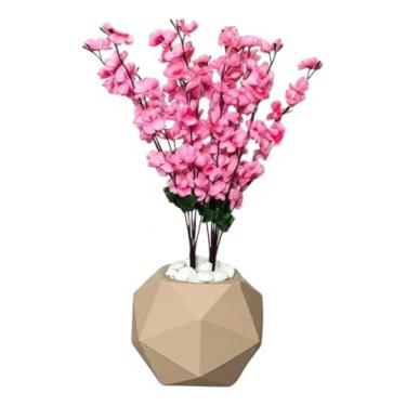 Imagem de Flor Cerejeira Pessegueiro Artificial Buque Com Vaso Esfera Rose