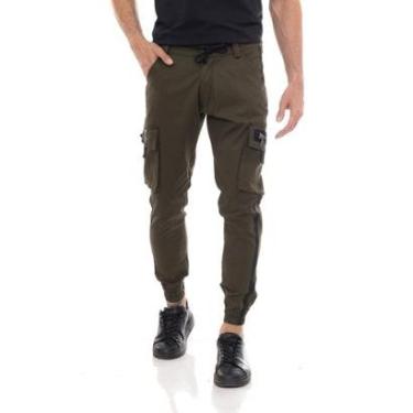 Imagem de Calça masculina cargo jogger calça bolso lateral Cor:;Tamanho:40-Feminino