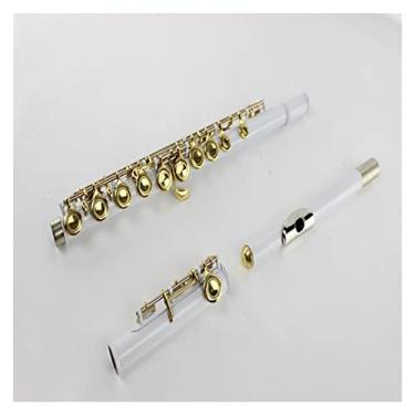 Imagem de Flauta de chave C com furo fechado de 16 furos branco cobre B cauda E chave flauta branca