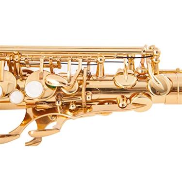 Imagem de Kit de saxofone para iniciantes EB Saxofone alto latão dourado laca instrumento musical E - Sax plano com acessórios de estojo instrumento de sopro (cor: dourado)