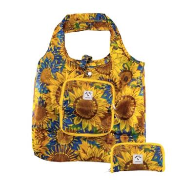 Imagem de Pacca Sacola embalável, bolsa de compras de viagem, bolsa dobrável para viagens, compras, praia, cruzeiro, bolsa ultraleve, Estampa de girassol, Small