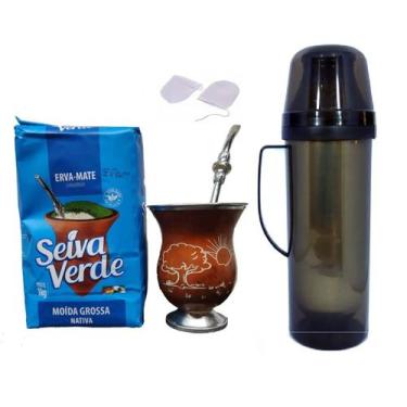 Imagem de  Kit Cuia Bomba Ervamate Chimarrao Garrafa Termica Filtro 6 peças - Fr