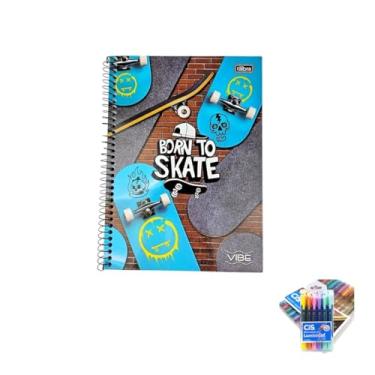 Imagem de Kit Estudante Vibe Caderno Tilibra 20 Matérias + Caneta Trigel 10 Cores + Marca Texto Lumini 6 Cores