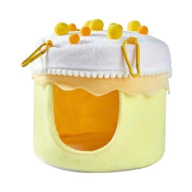 Imagem de Baoblaze Cama autoaquecida para papagaios, periquitos, aconchegante cama suspensa de lã macia para clima frio, ideal para papagaios, chinchilas, periquitos, Amarelo E Branco