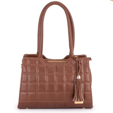 Imagem de Bolsa Feminina Ombro Tiracolo Baú Média Couro Sifra (MARROM)