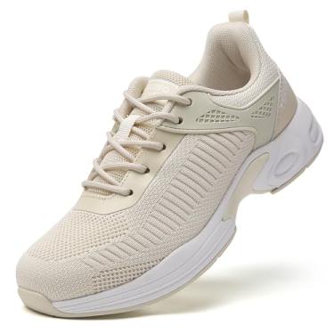 Imagem de TSIODFO Tênis feminino atlético para caminhada, Ab03 Bege, 37