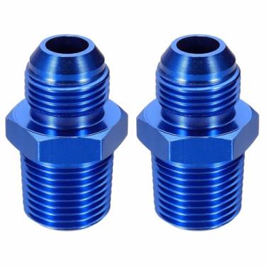 Imagem de HARFINGTON 2 peças 8AN macho para 1/5.1 cm NPT macho adaptador de alargamento reto tubo adaptador de encaixe de linha de mangueira de combustível de alumínio para veículos, azul