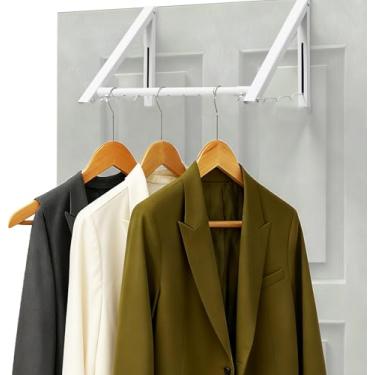 Imagem de Cabide sobre a porta, prateleira dobrável sobre a porta com largura expansível de 51 a 81 cm, cabide de porta para roupas, cabide de porta para lavanderia, banheiro, apartamento, espaço compacto