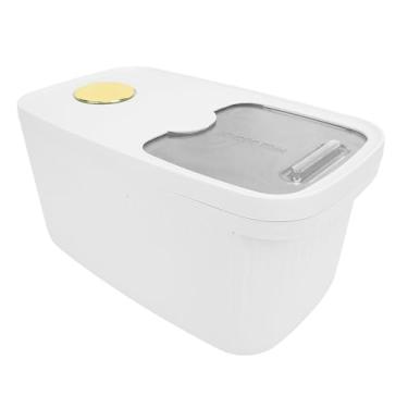 Imagem de Ymiko Recipiente Hermético de Armazenamento de Arroz Com Capacidade de 22 Lb Com Janela Transparente para Grãos, Farinha e Açúcar Grande Recipiente de Qualidade Alimentar para Organização de (Branco)