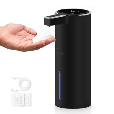 Imagem de PINENUTS Dispensador automático de sabão elétrico de 368 g, suporte na parede, sem toque, 4 engrenagens, ajustável, recarregável por USB, com sensor de movimento infravermelho para banheiro, cozinha