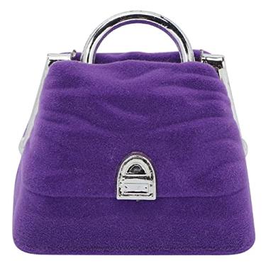 Imagem de Caixa de anel caixa de armazenamento de jóias retro requintado durável leve personalidade bolsa ornamento caixa para o dia dos namorados presente do dia das mães reunindo material (Roxa)