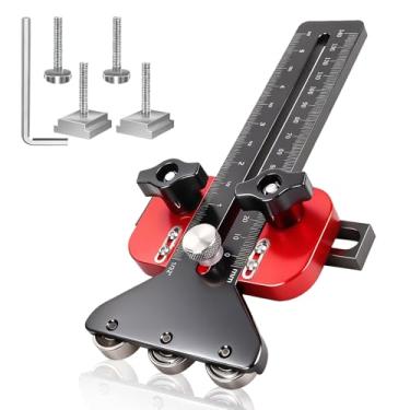 Imagem de Guia de gabarito de serra de mesa de rasgo fino, 3 polias de liga de alumínio de alta precisão slot em U rápido gabarito de serra de mesa para ferramenta de marcenaria