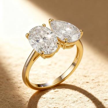 Imagem de 1 anel simples redondo de zircônia gota de água exclusivo lindo festival da eternidade para mulheres anel de prata joias finas presente, Prata, Sem pedra preciosa