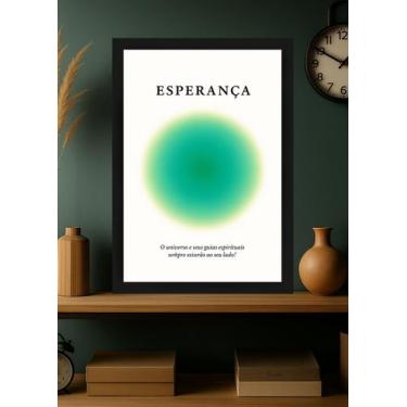 Imagem de Quadro Esperança Energia de Fé com Vidro e Moldura Preta Tamanho:21cm 