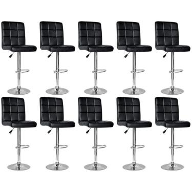 Imagem de Conjunto 10 Banquetas Dublin Material Ecológico Regulagem De Altura - Preta