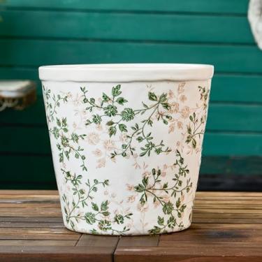 Imagem de Teweiqi Vaso de cerâmica sem drenagem, vaso de jardim de flores verdes de 17 cm para plantas internas ou externas, vaso decorativo de fazenda rústica ou vaso para suculentas, samambaias e outras