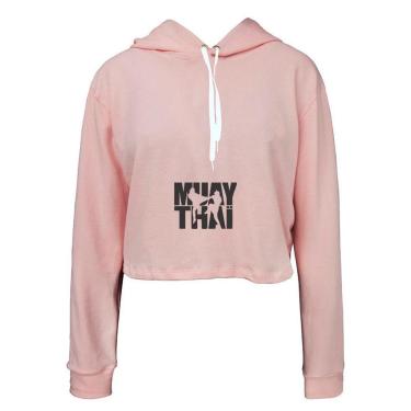 Imagem de Moletom Feminino Cropped Capuz Frio Muay Thai Moderno Casual-Feminino