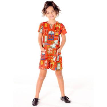 Imagem de Macaquinho Infantil Cachorros Vermelho Saia de Filó-Feminino