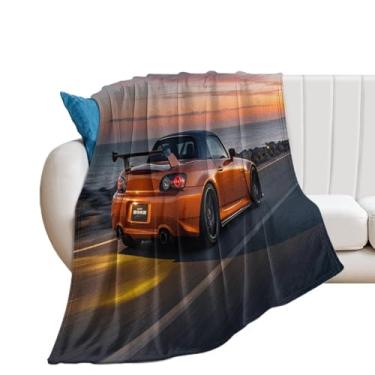 Imagem de HouLaiZhe Cobertor super macio de flanela JDM carro S2000 sob o pôr do sol, cobertores refrescantes leves para sofá-cama, cadeira, sofá, carro, viagens ao ar livre, leve, quente, 101,6 x 127 cm