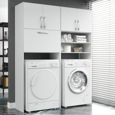Imagem de Armário Multiuso Lavanderia 5 Portas 5 Nichos Branca - Direto Sim, Bra