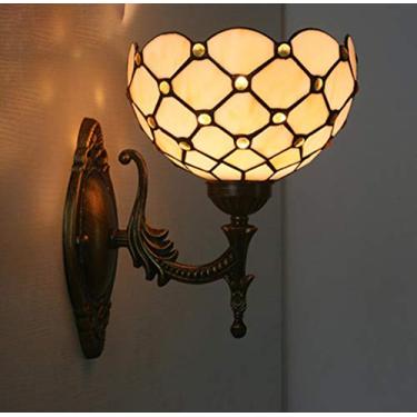 Imagem de Arandela de parede estilo Tiffany vintage minimalista com contas de cristal e vitral para sala de estar, quarto, varanda, escada e corredor.