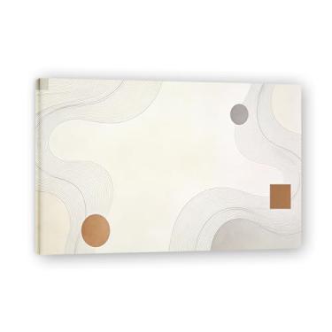 Imagem de Contraste sutil Arte em tela minimalista: Serenidade tons neutros grande área em branco para decoração de espaço calmo 19,78 x 75 cm emoldurado