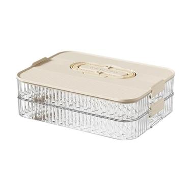 Imagem de Ｂｅｓｇａ Organizador de Bolinhos, Organizador de Geladeira, Bandeja Empilhável para Congelamento, Bandeja para Conservação de Alimentos (Carne, Massa, Lanches, 2 Camadas