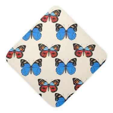 Imagem de Burbuja Toalha de banho de bebê retrô borboletas - Toalha com capuz de musselina macia e absorvente para recém-nascidos e bebês, 76 x 76 cm