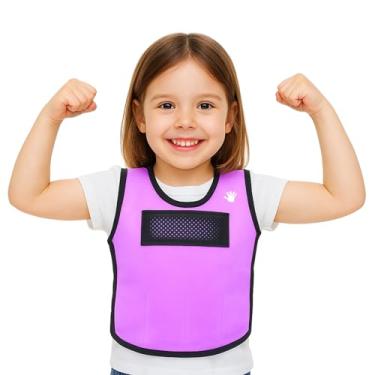 Imagem de SENSORY4U Colete de compressão sensorial ponderado para crianças – colete calmante ajustável com pesos removíveis – roxo, Lavanda roxa, P