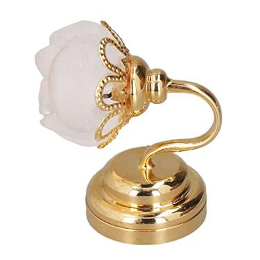 Imagem de aqxreight 1:12 Lâmpada de Parede para Casa de Bonecas Modelo Linda Miniatura Rosa LED Luz de Parede Acessório de Decoração para Casa de Bonecas e Atrair Olhares de Lata Delicada Miniatura Em Formato