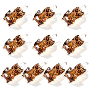 Imagem de PLwelth 10Pcs Leopard Print Cat Figurines Cute Miniature Cat Ornaments Mini Resin Animal Figures for Car Dashboard Office Desk Computer Monitor Cake Topper Home Garden Decor Birthday