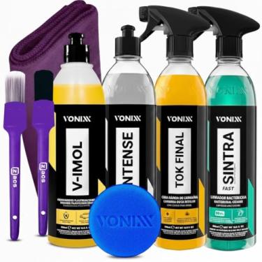Imagem de Kit Lavagem Automotiva Completa Vonixx Cera Carnauba Tok Final V-Floc Revitalizador de Plasticos intense Sintra fast