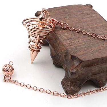 Imagem de Pissente Ferramenta de Adivinhação de Pêndulo Espiritual de Metal, Dowsing Pêndulo para Cura Testes de Chakras Com 7,0 Em Cadeia Feita de Metal Durável (Rose Gold)